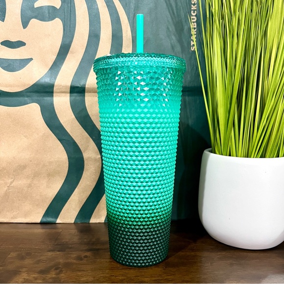 🌿 Starbucks ‘WAXBERRY’ Mint Green Gradient Ombré Studded Tumbler Venti 24oz - Picture 3 of 5